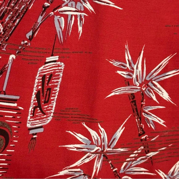Vintage LUCKY BRAND Lucky Beach Red Hula Lounge Pants – Tropical Bamboo Print L - Picture 10 of 13